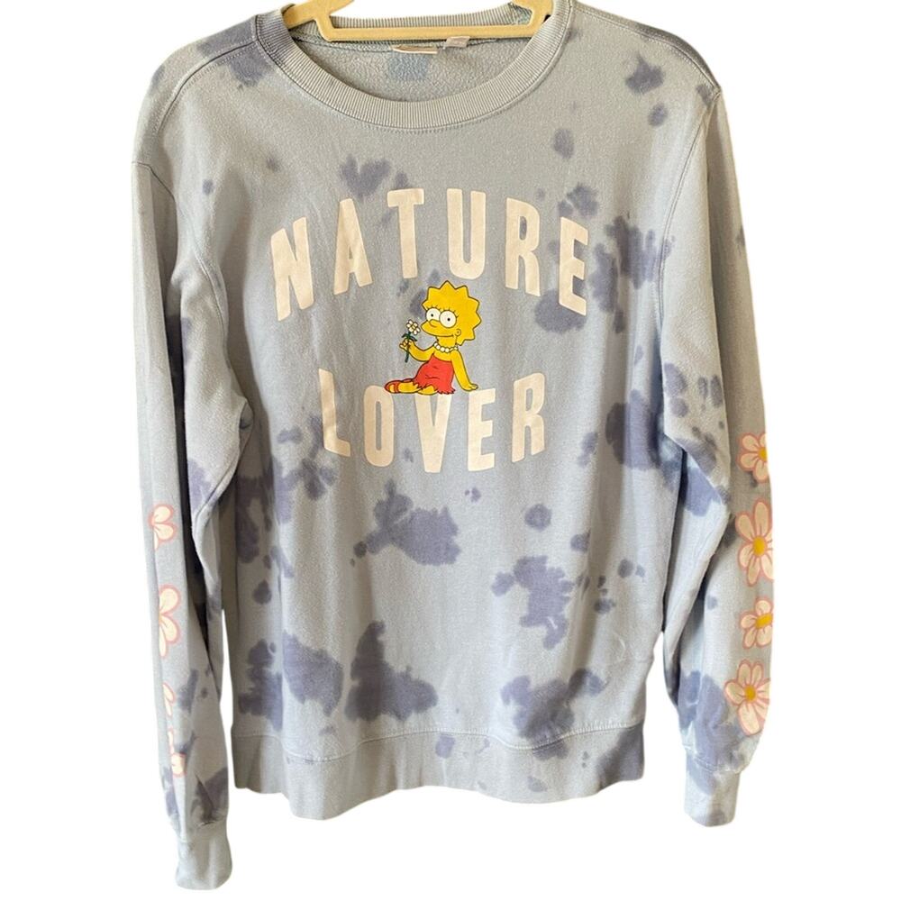 The Simpsons Sweater Womens S/M Small Medium Casual Tie Dye Normcore Long Sleeve